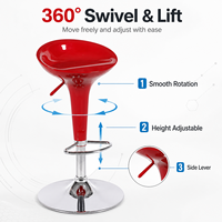 Tabouret de bar moderne réglable en hauteur et pivotant en plastique avec base en métal pour restaurants, usage extérieur et salon
