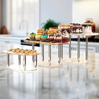 Support à gâteau en acrylique transparent sur mesure OEM, plateau de service à plusieurs niveaux pour événements de luxe et services de traiteur professionnels