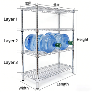家用仓库两用镀铬货架，带加厚轮子，防静电金属丝网储物架 - Product Image 5