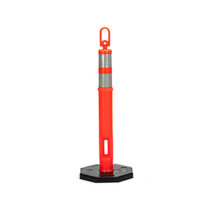 Poteaux de signalisation routière réfléchissants en PE Spring Post 1150 mm, délimiteur de circulation avec base en caoutchouc 400x400x40 mm, bande réfléchissante personnalisée - Product Image 2