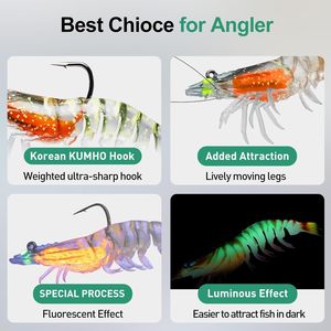 SWORDFISH <span class=keywords><strong>Leurre</strong></span> souple en silicone lumineux en forme de crevette pour la pêche au poisson-chat, au brochet et au cabillaud avec hameçons - Product Image 3