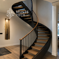 Escalier Courbé de Luxe sur Mesure pour Villa Designer, Conception Directe Usine en Collaboration