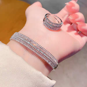 Lisa Yunxi Geometric Zircon <b>Bangle</b> <b>Set</b> Gold And White Micro Insert Women's Jewelry Anniversary Gift - Product Image 4