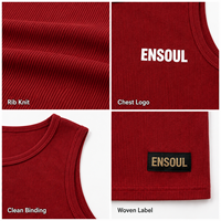 Débardeur côtelé rouge personnalisé OEM pour homme – Haute élasticité, idéal pour le sport, la course, la musculation et la gym