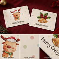 Cartes de Noël en aquarelle mignonnes et variées, cartes en papier illustrées festives avec des motifs d'arbre de Noël, de cloche et d'oiseaux pour les vœux de fêtes