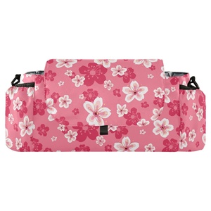 Bolsa de Pañales con Diseño Personalizado y Estampado de Flores Rosas de Hawái, de Gran Capacidad, Organizador para Cochecito con Porta Botellas - Product Image 1