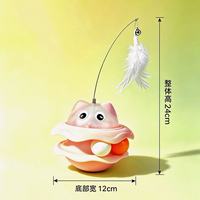 Mainan Kucing Modern Bee Tumbler Game Tray, Mainan Interaktif dengan Bulu, Penghilang Kebosanan, Tongkat & Penggoda Kucing