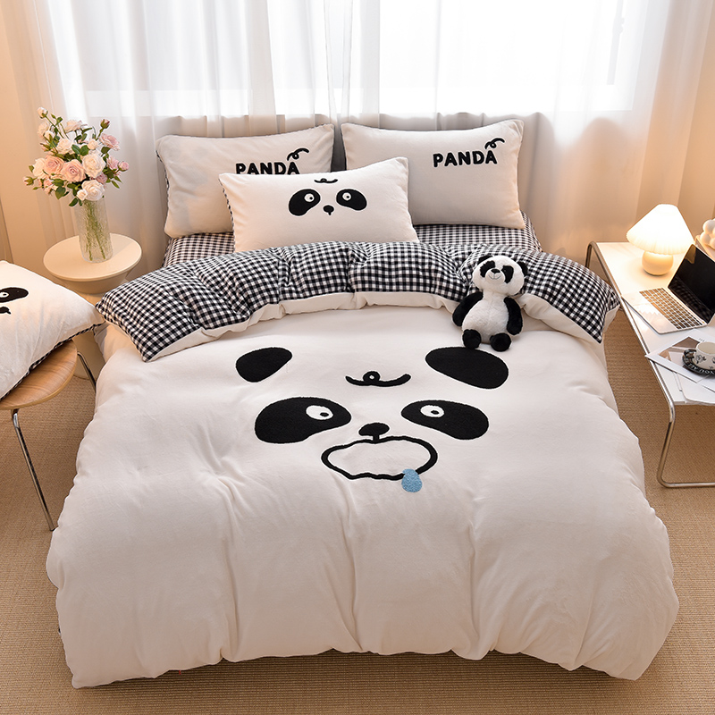 Coperta Morbida In Flanella Pile Con Panda Cartoon, Leggera, 127x152 Cm, Per Divano Letto Regalo