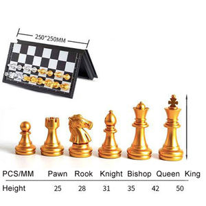 ชุดเกมหมากรุกคุณภาพสูง พร้อมกระดานหมากรุก 32 ตัว พร้อมกระดานหมากรุก ชุดหมากรุกแม่เหล็กสีทองเงิน - Product Image 5