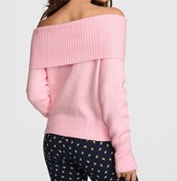 Pull-over en maille côtelée ample à manches longues et épaules dénudées pour femme, personnalisable – Fabricant