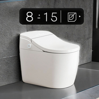 WC moderne en céramique à poser au sol avec siège chauffant, lumière nocturne intégrée et chasse automatique à jet siphonique