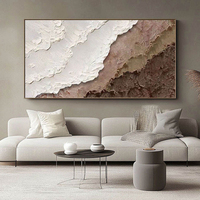 Peinture à l'huile abstraite Wabi Sabi beige-brun 3D à texture épaisse, motif vague, nature morte, peinte à la main, sur toile encadrée, pour salon