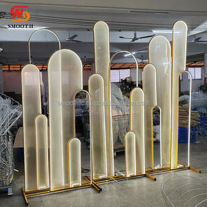 SMOOTH Handmade Wedding Banquet <b>Hall</b> LED Backdrop Arch Stand with 7-8ft Height Metal Iron Warm <b>Light</b> for Event Stage Decoration - Product Image 2