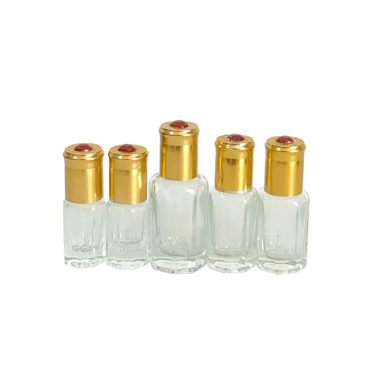 3ml 6ml 9ml 12ml Fancy Octangle Perfume Roller Bottle Attar Bottles Clear Fragrance Essential Oil Bottle with Roller