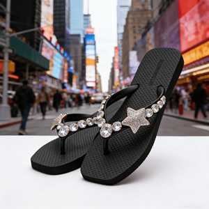 Nouvelles sandales d'été 2026 <span class=keywords><strong>pour</strong></span> femmes, légères et respirantes, avec chaîne en strass et cristaux cousus main en forme de V, chaussures de plage à bout ouvert - Product Image 6