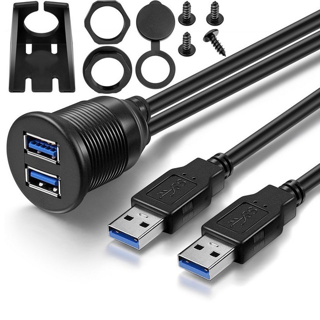 USB a Male to USB 3.0 Mount Flush Data Cable Male to Female Waterproof Extension Cable