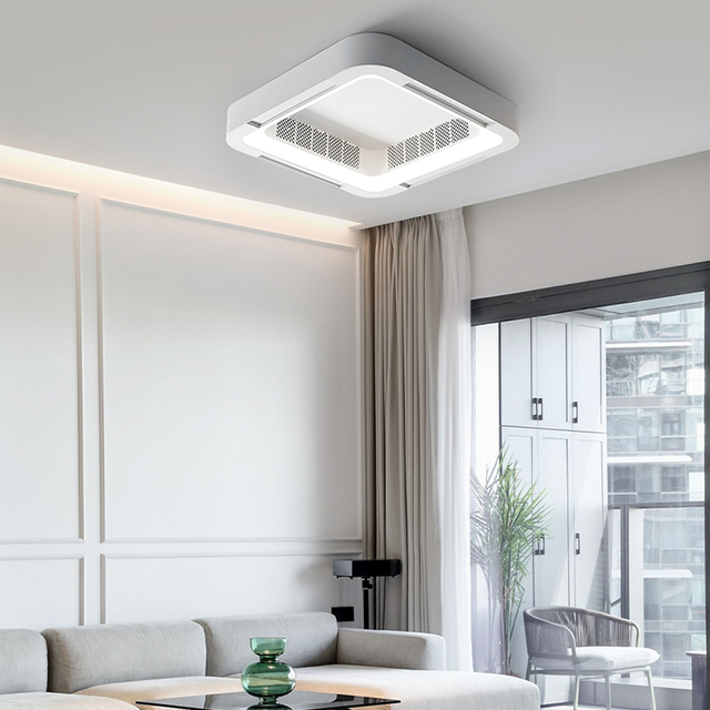 Decorative Retractable ABS Chandelier Ceiling Light Bladeless Modern Smart LED DC Motor Ceiling Fan Lamp Remote Control Bedroom