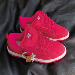 Hot Pink Streetwear Woman Sneakers Breathable Mesh Skate Shoes with Chunky <b>Rope</b> Laces Women Vate Pink Mesh <b>Thick</b> Sole Platform - Product Image 6