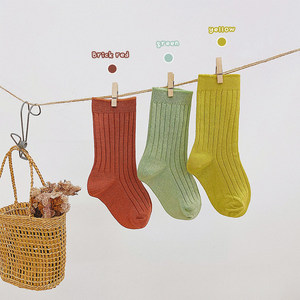 Couleur unie <span class=keywords><strong>tricot</strong></span> qualité doux enfants bas bio coton peigné Double <span class=keywords><strong>aiguilles</strong></span> bébé fille enfants enfants en Stocks chaussettes - Product Image 4