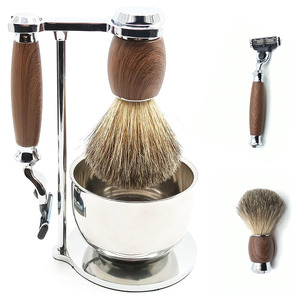 Wholesale Stainless Steel Shaving <b>Set</b> New Men Beard Shaving Kit Double <b>Razor</b> Wet Honey Removal Products Hair Brush Customizable - Product Image 3