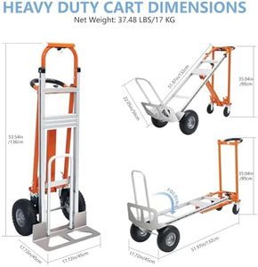 Carretilla de Mano Convertible 4 en 1, Carro Plegable con <span class=keywords><strong>Ruedas</strong></span> Sólidas, Capacidad de Carga de 350 kg, Carro Resistente <span class=keywords><strong>para</strong></span> Logística, Compras, Hogar, Oficina, Mudanzas - Product Image 2
