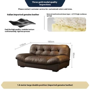 Sofá de cuero en la nube Sala de estar Minimalista italiano Apartamento grande y pequeño Sofá de diseño <span class=keywords><strong>Muebles</strong></span> - Product Image 3