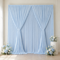 Rideaux plissés en soie laiteuse bleu ciel personnalisés pour la décoration de scène de fête prénatale, anniversaire ou mariage