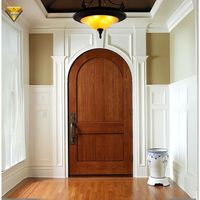 Portes intérieures en bois massif de style antique moderne, portes en chêne rondes imperméables, design d'entrée en bois moderne pour villa, surface finie