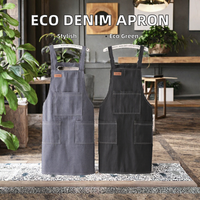Tablier de Serveuse en Jean Robuste Sans Manches avec Poches Porte-Outils – Écologique et Tendance pour Restaurant et Bar