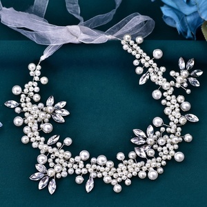 Accessoires pour cheveux faits à la main, strass argentés, pièces pour cheveux pour femmes, diadème de <span class=keywords><strong>communion</strong></span>, coiffe de mariée, bandeau de mariage - Product Image 5