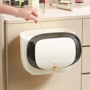 Selected <b>Wall</b> <b>Mounted</b> Trash Can Oval With Lid For Bathroom Kitchen Indoor Use Small Size Large Size - Product Image 1