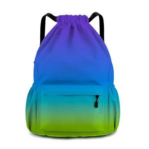 Sac à dos léger unisexe imperméable à cordon de serrage avec dégradé de couleurs, imprimé coloré, pour le basketball, la gym et le sport - Product Image 5