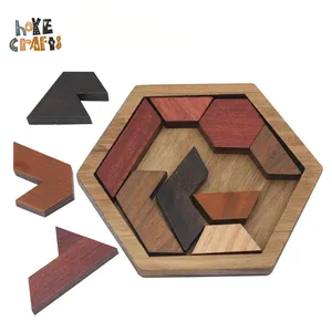 Educatief Speelgoed Nieuwe Stijl Vroege Educatie Bouwsteen Puzzel Hersenen Teaser Voor Kinderen Houten Zeshoekige Geometrische Puzzel