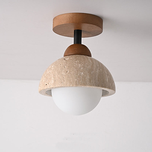 Lampadario Minimalista Retrò EOS in Travertino, Lampada a Sospensione LED Centrale 3500K Bianco Caldo, Alta Luminosità, Protezione Occhi, per Camera da Letto - Product Image 2