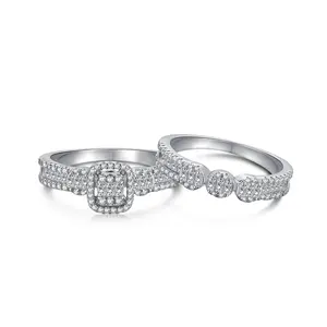 Dylam Good Value Collection Rhodium Plated 925 Sterling Silver Infinite Elements Stacking 5A Zirconia Bridal Wedding Rings