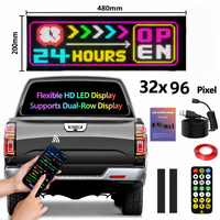 Écran LED flexible double rangée pour voiture, hauteur 20 cm, panneau de messages pour vitre arrière, animation, application Bluetooth, signalisation pour auto extérieur/intérieur