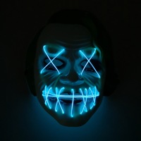 Vente en gros de masques de fête d'horreur au néon, masques de fête d'horreur effrayante Led, Costume de Cosplay El Dj Party Light Up Mascara Glow carnaval décorations