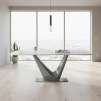 Ensemble de table à manger rectangulaire de luxe moderne avec 4 chaises, capacité de 6 personnes, pour la maison, l'hôtel ou la villa, plateau en pierre frittée, design contemporain