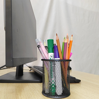 Vente en gros de porte-crayons en fil métallique noir, organisateur de bureau, porte-stylos de table, fournitures de bureau