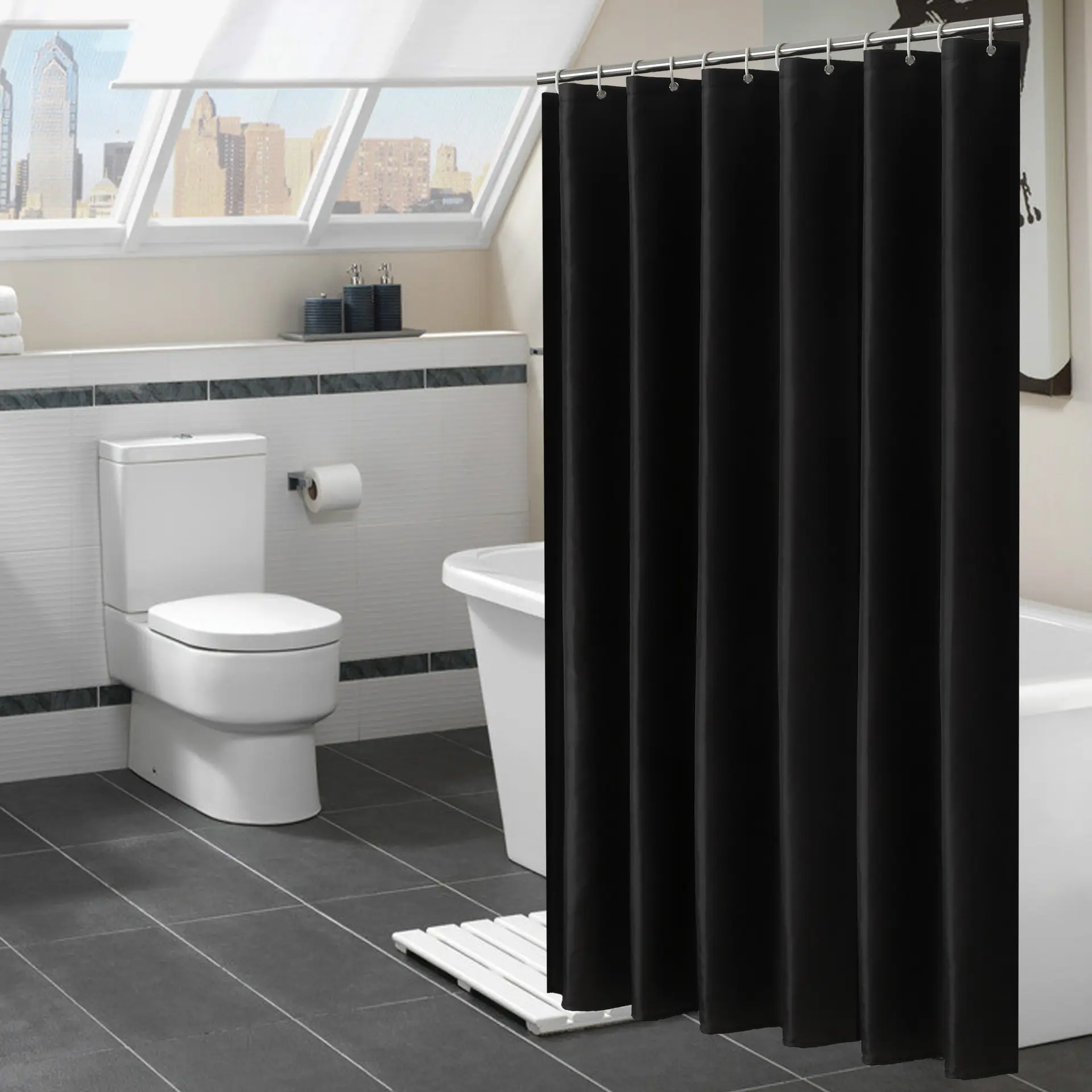 MayLianUP工場競争力のある価格は、プライベートアメリカンスタイルのバスルーム使用バスシャワーカーテンカスタムEMOサポートを維持します