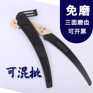 Curved Hand Saw 350mm Wooden Handle Three Sided Toothed Garden Pruning Saw - Product Image 1