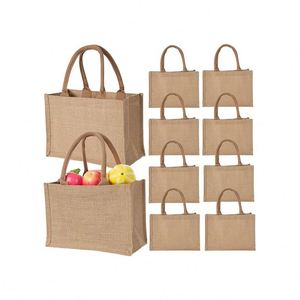 Custom Manufacturers Natural Grocery Shopping Hessian Bags Beach Handbags Jute Gunny Tote Bag Blank Burlap Tote Bag - Product Image 1