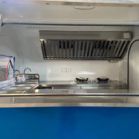 Promotion Usine Dream Fly PST-FN10 Remorque Food Truck Non Motorisée en Acier Inoxydable Bleu Marine à 3 Roues Style Traction