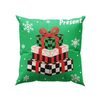 Nouvelle Arrivée Série Noël – Housse de Coussin de Canapé Luxe en Lin Doux, Motif Géométrique Carré, 45x45cm, pour Maison et Hôtel