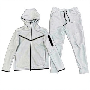Unisex Sporty Tracksuit Full <b>Zip</b> <b>Hooded</b> Solid Casual Pants Set Regular Fit Winter Cotton Material Lightweight - Product Image 6