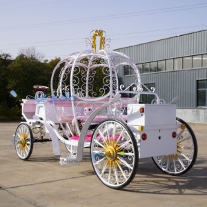 Nuevo Diseño 2026, Carruaje Eléctrico de Alta Calidad para Paseos Turísticos, Estilo Europeo, Color Rosa Princesa, con 4 Ruedas, para Bodas - Product Image 6