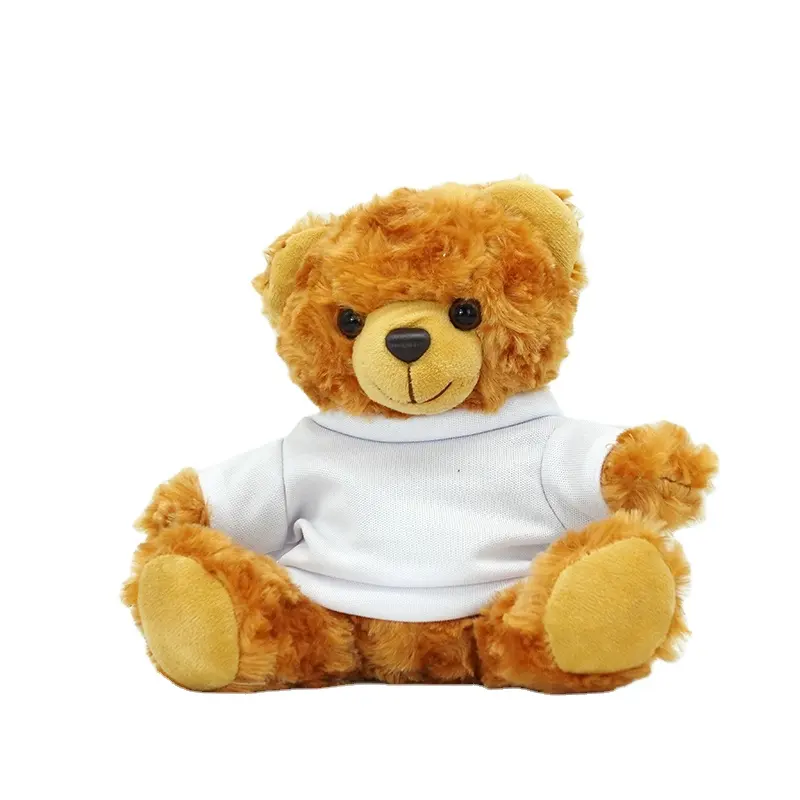 Custom logo 7inch Teddy bears with sublimation shirt plush teddy bear toys with T-shirt custom bear plush toy with logo T-shirt