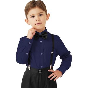 Chemises d'uniforme scolaire pour garçons à manches longues en coton avec boutons et poches poitrine - Product Image 2