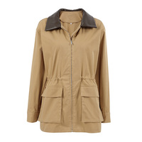 Manteau trench rétro kaki style navetteur pour femme, en coton épais, avec revers, design d'inspiration française, couleurs contrastées, mi-longueur, pour l'automne