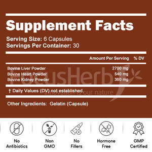 FocusHerb alta calidad hígado de res corazón hierba alimentado carne riñón mezcla cápsula - Product Image 6